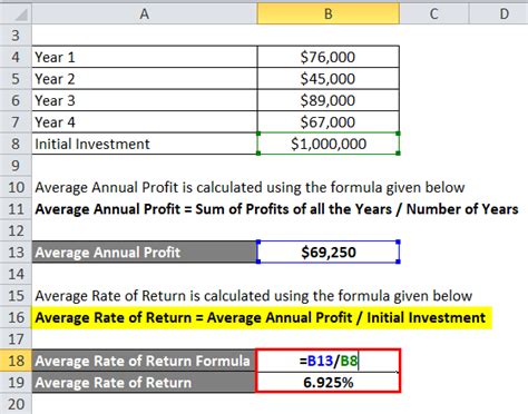 how to calculate accounting rate of return on average investment
