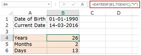 how to calculate age formula in excel