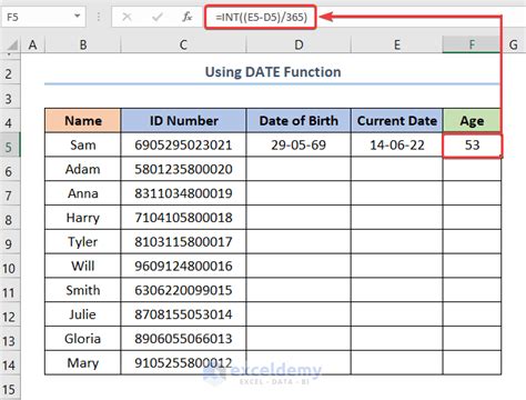 how to calculate age from id number in excel