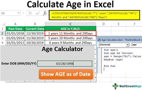 how to calculate age in excel based on date of birth