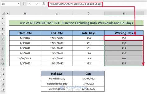 how to calculate age in excel excluding weekends and holidays