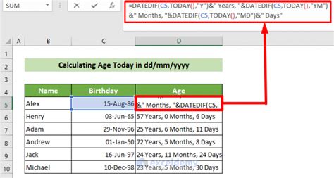 how to calculate age in excel in dd mm yyyy without datedif