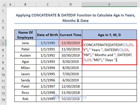 how to calculate age in months in excel from two dates