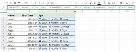 how to calculate aging days in google sheets