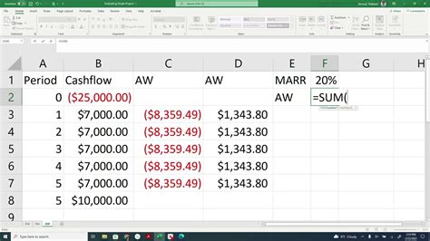 how to calculate annual worth in excel