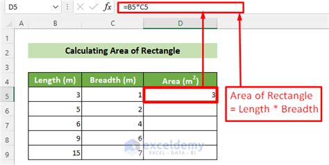 how to calculate area in excel sheet