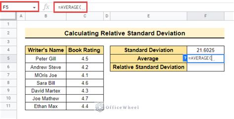 how to calculate average and standard deviation in google sheets
