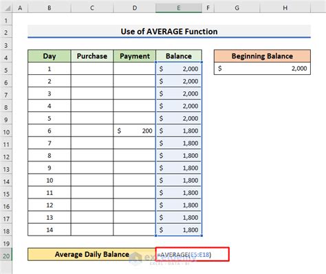 how to calculate average daily balance in excel