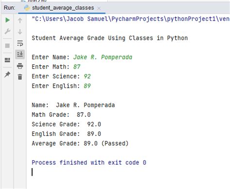 how to calculate average grade in python