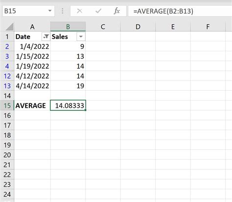 how to calculate average of filtered data in excel