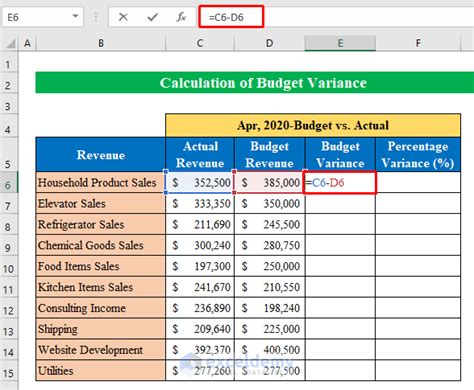 how to calculate budget variance in excel