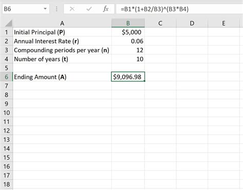 how to calculate compound interest in excel with example