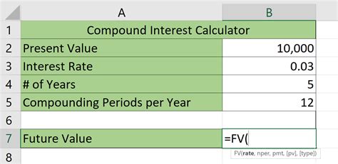 how to calculate compound interest rate excel