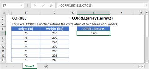 how to calculate correlation function in excel