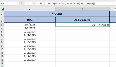 how to calculate date after 6 months in excel