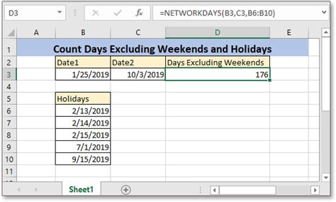 how to calculate dates in excel without weekends