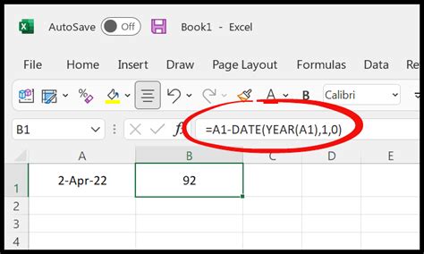 how to calculate day of year in excel