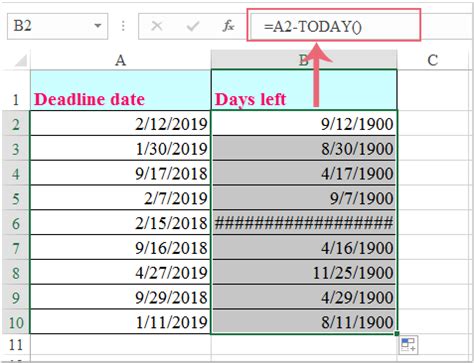 how to calculate days until today in excel