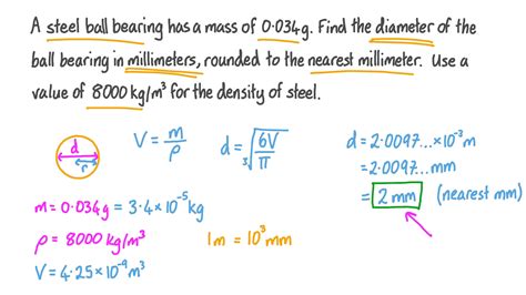 How To Calculate Diameter With Density And Mass