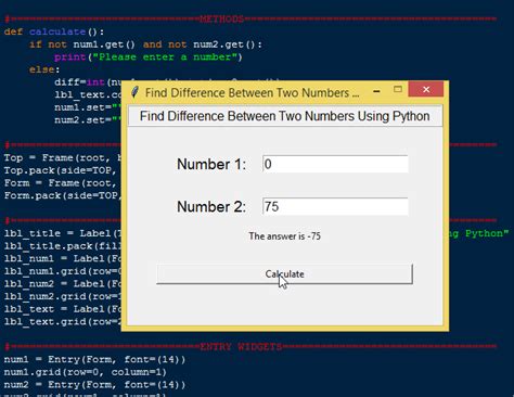how to calculate difference between two numbers in python