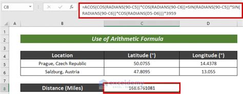 how to calculate distance between two gps coordinates in excel