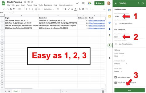how to calculate distance in google sheets