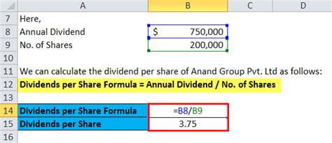 how to calculate dividend per share in excel