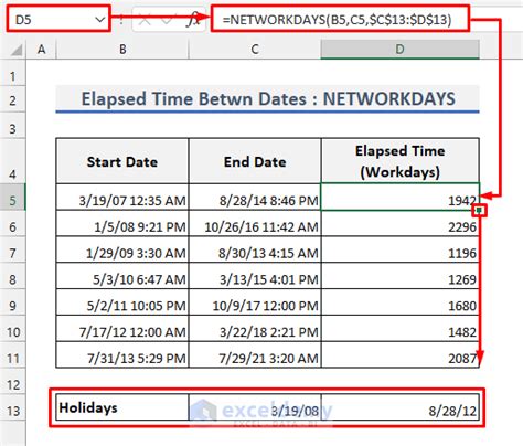 how to calculate elapsed time between dates in excel