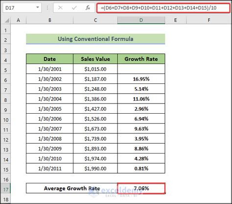how to calculate expected growth rate on excel