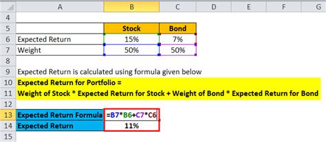 how to calculate expected return on stock in excel