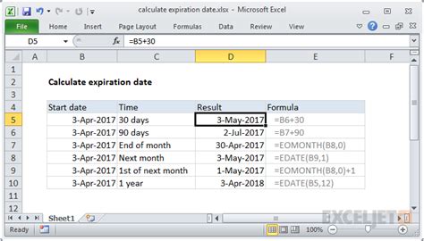 how to calculate expiration date in excel