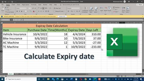 how to calculate expiry date from today in excel