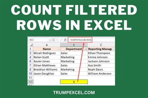 how to calculate filtered rows in excel