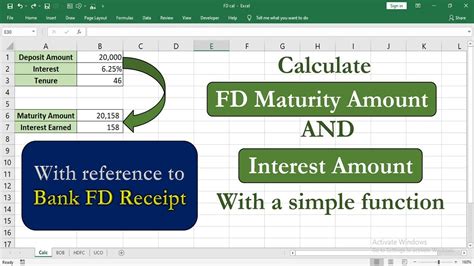 how to calculate fixed deposit maturity amount in excel