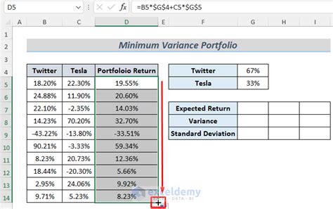 how to calculate global minimum variance portfolio in excel
