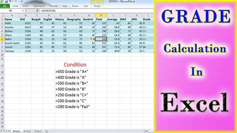 how to calculate grade in excel