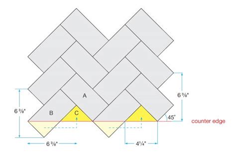how to calculate herringbone brick pattern