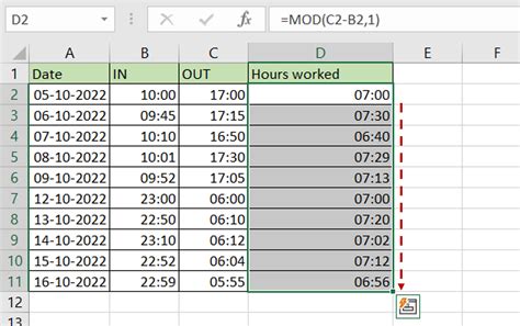 how to calculate hours in 24 hour format in excel