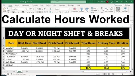 how to calculate hours worked in excel night shift