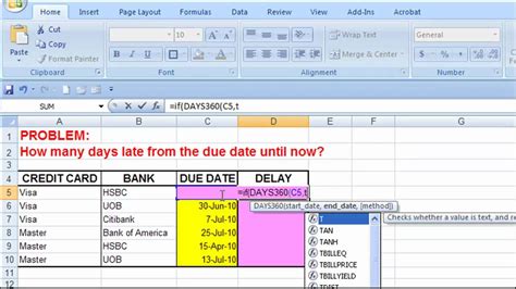 how to calculate how many days late in excel