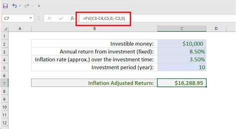 how to calculate inflation adjusted future value in excel