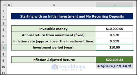 how to calculate inflation adjusted return in excel