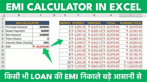 how to calculate interest in excel for emi