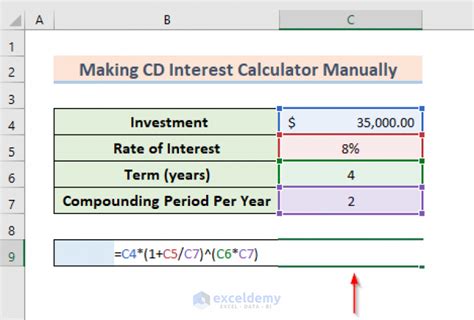how to calculate interest on a cd manually