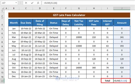 how to calculate late fees in excel