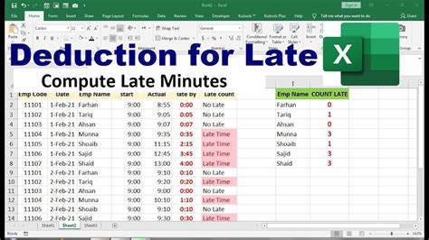 how to calculate late time in excel