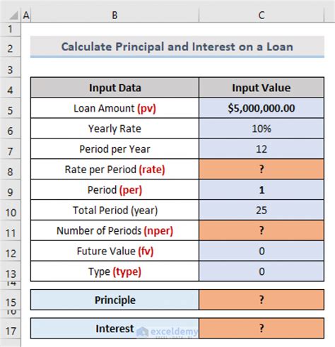 how to calculate loan repayment principal and interest in excel