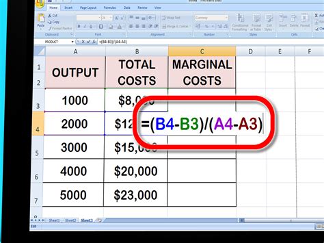 how to calculate marginal cost percentage in excel