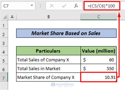 how to calculate market share in excel