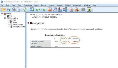 how to calculate mean and standard deviation in spss